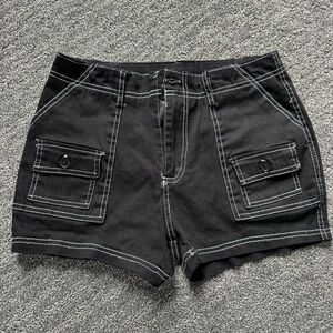 Harper Junior’s Sz S Black Cargo Shorts with  Contrast Stitch Detail